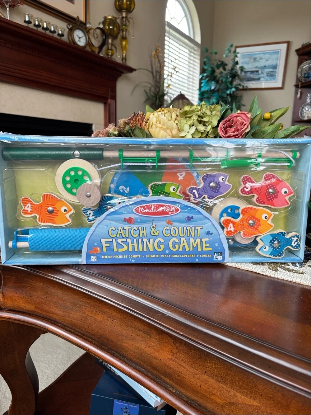 Melissa & Doug Catch & Count Wooden Fishing Game 2 Magnetic Toy Rods Learning